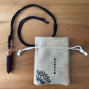 Garnet Orgone Crystal Point Pendant Necklace